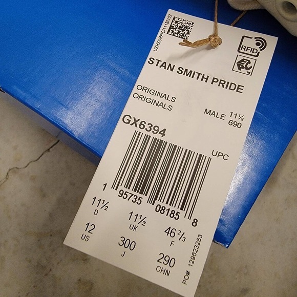 NEW adidas Originals Stan Smith Pride Shoes Men's Size 11.5 Cream White #GX6394 - Picture 14 of 15